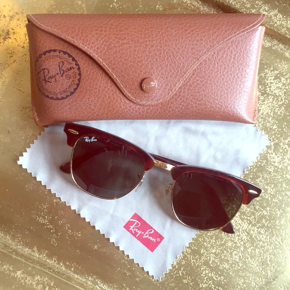 RayBan Clubmaster sunglasses; tortoise shell, gold
